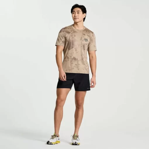 Hombre Saucony Camisetas*Hombre Explorer Short Sleeve Pewter Tie-Dye Print