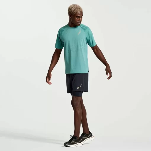 Hombre Saucony Camisetas*Hombre Pinnacle Short Sleeve Moss