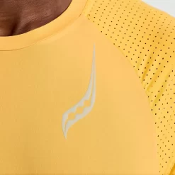 Hombre Saucony Camisetas*Hombre Pinnacle Short Sleeve Blazing Orange