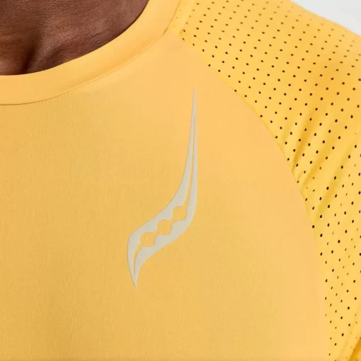 Hombre Saucony Camisetas*Hombre Pinnacle Short Sleeve Blazing Orange