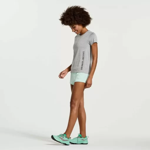 Mujer Saucony Camisetas*Mujer Stopwatch Graphic Short Sleeve Light Grey Heather Graphic