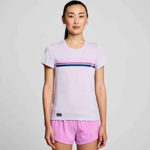 Mujer Saucony Camisetas*Mujer Stopwatch Graphic Short Sleeve Mauve Graphic