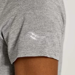 Mujer Saucony Camisetas*Mujer Stopwatch Graphic Short Sleeve Light Grey Heather Graphic