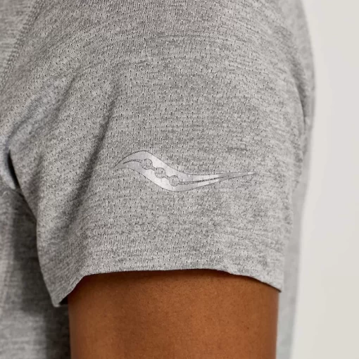 Mujer Saucony Camisetas*Mujer Stopwatch Graphic Short Sleeve Light Grey Heather Graphic