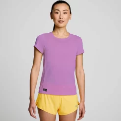 Mujer Saucony Camisetas*Mujer Stopwatch Short Sleeve Grape Heather