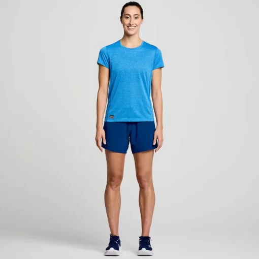 Mujer Saucony Camisetas*Mujer Stopwatch Short Sleeve Bluelight Heather