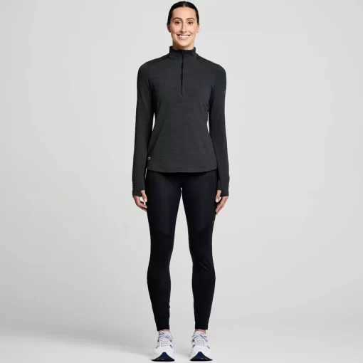 Mujer Saucony Chaquetas & Chalecos*Mujer Triumph 3D 1/2 Zip Black Heather